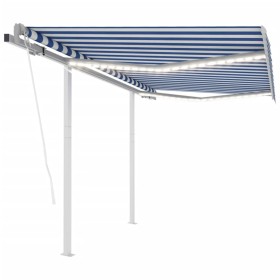 Automatic awning with wind sensor LED blue and white 3.5x2.5 m by vidaXL, Awnings - Ref: Foro24-3069931, Price: 564,61 €, Dis...