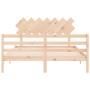 Bed frame with solid wood headboard 140x200 cm by vidaXL, Beds and slatted bases - Ref: Foro24-3195286, Price: 123,99 €, Disc...