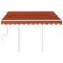 Manual retractable awning with orange and brown poles 3.5x2.5 m by vidaXL, Awnings - Ref: Foro24-3069920, Price: 473,47 €, Di...