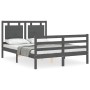 Estructura de cama con cabecero madera maciza gris 140x190 cm de vidaXL, Camas y somieres - Ref: Foro24-3194033, Precio: 177,...