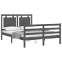 Estructura de cama con cabecero madera maciza gris 140x190 cm de vidaXL, Camas y somieres - Ref: Foro24-3194033, Precio: 177,...