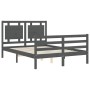 Estructura de cama con cabecero madera maciza gris 140x190 cm de vidaXL, Camas y somieres - Ref: Foro24-3194033, Precio: 177,...