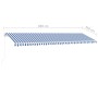 Manual retractable awning with blue and white LED 600x350 cm by vidaXL, Awnings - Ref: Foro24-3069681, Price: 719,84 €, Disco...