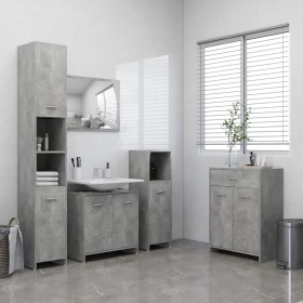 Bathroom furniture set 4 pcs concrete gray engineered wood by vidaXL, Bathroom furniture - Ref: Foro24-3071715, Price: 213,99...