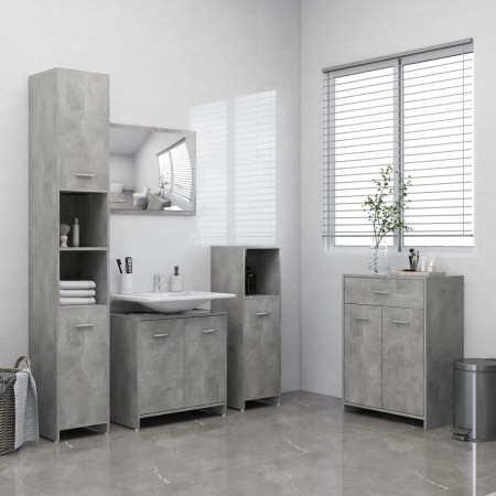 Juego de muebles de baño 4 uds madera ingeniería gris hormigón de vidaXL, Muebles de baño - Ref: Foro24-3071715, Precio: 213,...