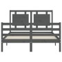 Estructura de cama con cabecero madera maciza gris 140x190 cm de vidaXL, Camas y somieres - Ref: Foro24-3194033, Precio: 177,...