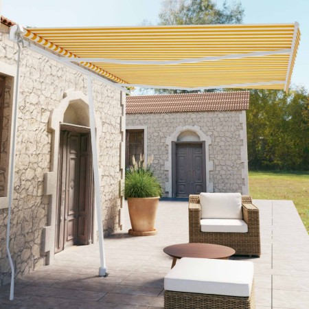 Toldo de pie manual retráctil amarillo y blanco 350x250 cm de vidaXL, Toldos - Ref: Foro24-3069518, Precio: 483,19 €, Descuen...