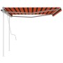 Toldo manual retráctil con postes naranja y marrón 4x3 m de vidaXL, Toldos - Ref: Foro24-3069940, Precio: 571,43 €, Descuento: %