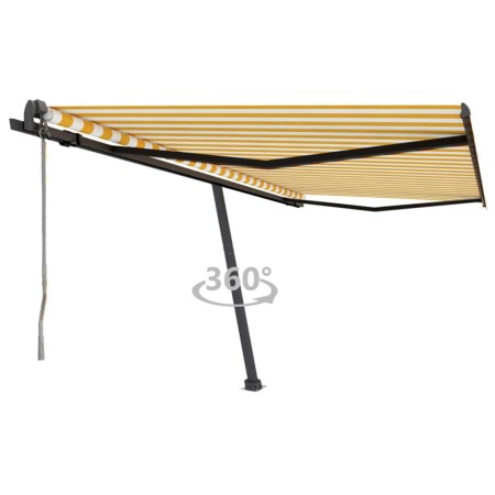 Toldo de pie automático amarillo y blanco 450x350 cm de vidaXL, Toldos - Ref: Foro24-3069848, Precio: 601,32 €, Descuento: %