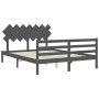 Estructura de cama matrimonio con cabecero madera maciza gris de vidaXL, Camas y somieres - Ref: Foro24-3195293, Precio: 156,...