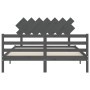 Estructura de cama matrimonio con cabecero madera maciza gris de vidaXL, Camas y somieres - Ref: Foro24-3195293, Precio: 156,...