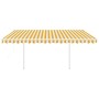 Toldo retráctil automático con postes amarillo y blanco 4,5x3 m de vidaXL, Toldos - Ref: Foro24-3069968, Precio: 476,86 €, De...