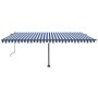 Toldo automático LED sensor de viento azul y blanco 500x350 cm de vidaXL, Toldos - Ref: Foro24-3069871, Precio: 788,59 €, Des...