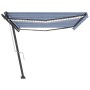 Toldo automático LED sensor de viento azul y blanco 500x350 cm de vidaXL, Toldos - Ref: Foro24-3069871, Precio: 788,59 €, Des...