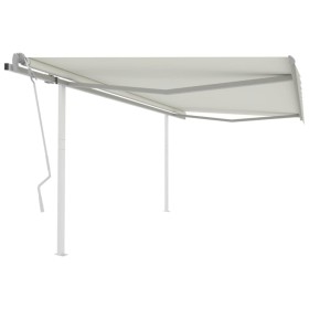 Toldo retráctil manual con postes crema 4,5x3 m de vidaXL, Toldos - Ref: Foro24-3069957, Precio: 469,53 €, Descuento: %