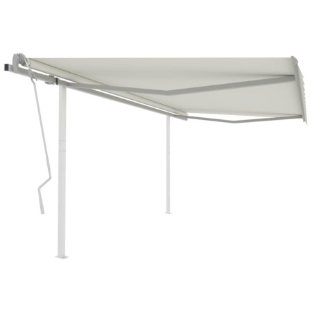 Toldo retráctil manual con postes crema 4,5x3 m de vidaXL, Toldos - Ref: Foro24-3069957, Precio: 469,53 €, Descuento: %