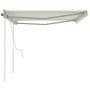 Manual retractable awning with cream poles 4.5x3 m by vidaXL, Awnings - Ref: Foro24-3069957, Price: 469,53 €, Discount: %