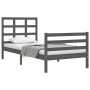 Estructura de cama con cabecero madera maciza gris 100x200 cm de vidaXL, Camas y somieres - Ref: Foro24-3193978, Precio: 108,...