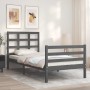 Estructura de cama con cabecero madera maciza gris 100x200 cm de vidaXL, Camas y somieres - Ref: Foro24-3193978, Precio: 108,...