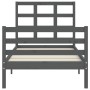 Estructura de cama con cabecero madera maciza gris 100x200 cm de vidaXL, Camas y somieres - Ref: Foro24-3193978, Precio: 108,...