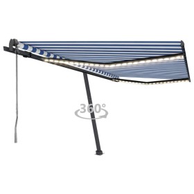 Automatisches Markisentuch mit Wind-LED-Sensor in Blau und Weiß, 450x350 cm. von vidaXL, Markisen - Ref: Foro24-3069851, Prei...