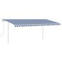 Manual retractable awning with blue and white poles 5x3 m by vidaXL, Awnings - Ref: Foro24-3069976, Price: 478,99 €, Discount: %