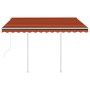 Toldo retráctil automático con postes naranja y marrón 3,5x2,5m de vidaXL, Toldos - Ref: Foro24-3069930, Precio: 458,25 €, De...