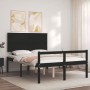 Bed frame with black solid wood headboard 120x200 cm by vidaXL, Beds and slatted bases - Ref: Foro24-3195480, Price: 138,48 €...