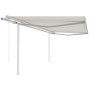 Automatic retractable awning with cream poles 4x3 m by vidaXL, Awnings - Ref: Foro24-3069947, Price: 762,53 €, Discount: %