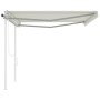 Automatic retractable awning with cream poles 4x3 m by vidaXL, Awnings - Ref: Foro24-3069947, Price: 762,53 €, Discount: %