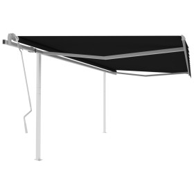 Manual retractable awning with anthracite gray poles 4x3 m by vidaXL, Awnings - Ref: Foro24-3069939, Price: 571,36 €, Discoun...