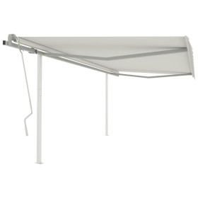 Retractable manual awning with cream-colored posts 4x3 m by vidaXL, Awnings - Ref: Foro24-3069937, Price: 550,37 €, Discount: %