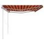 Toldo retráctil automático con postes naranja y marrón 6x3 m de vidaXL, Toldos - Ref: Foro24-3070010, Precio: 666,17 €, Descu...