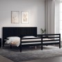 Bed frame with black solid wood headboard 200x200 cm by vidaXL, Beds and slatted bases - Ref: Foro24-3194530, Price: 188,06 €...