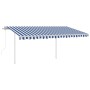 Toldo manual retráctil con postes azul y blanco 4,5x3 m de vidaXL, Toldos - Ref: Foro24-3069966, Precio: 476,35 €, Descuento: %