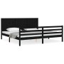 Estructura de cama con cabecero madera maciza negro 200x200 cm de vidaXL, Camas y somieres - Ref: Foro24-3194530, Precio: 187...