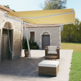 Toldo de pie retráctil manual amarillo y blanco 500x350 cm de vidaXL, Toldos - Ref: Foro24-3069658, Precio: 548,53 €, Descuen...