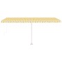 Yellow and white manual retractable foot awning 500x350 cm by vidaXL, Awnings - Ref: Foro24-3069658, Price: 571,16 €, Discoun...