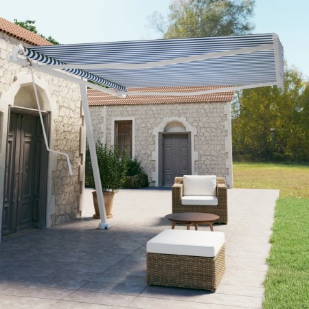 Blue and white automatic standing awning 400x350 cm by vidaXL, Awnings - Ref: Foro24-3069626, Price: 612,72 €, Discount: %