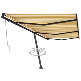 Automatic yellow and white freestanding awning 600x350 cm by vidaXL, Awnings - Ref: Foro24-3069888, Price: 846,99 €, Discount: %