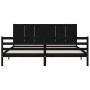 Bed frame with black solid wood headboard 200x200 cm by vidaXL, Beds and slatted bases - Ref: Foro24-3194530, Price: 188,06 €...