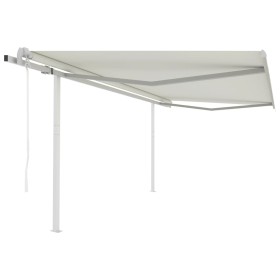 Toldo retráctil automático con postes crema 4x3,5 m de vidaXL, Toldos - Ref: Foro24-3070027, Precio: 591,19 €, Descuento: %