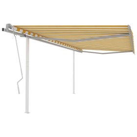 Toldo manual retráctil con postes amarillo y blanco 4x3,5 m de vidaXL, Toldos - Ref: Foro24-3070018, Precio: 444,99 €, Descue...