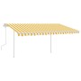 Manual retractable awning with yellow and white poles 4x3.5 m by vidaXL, Awnings - Ref: Foro24-3070018, Price: 444,99 €, Disc...