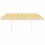 Manual retractable awning with yellow and white poles 4x3.5 m by vidaXL, Awnings - Ref: Foro24-3070018, Price: 444,99 €, Disc...