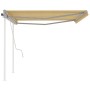 Manual retractable awning with yellow and white poles 4x3.5 m by vidaXL, Awnings - Ref: Foro24-3070018, Price: 444,99 €, Disc...