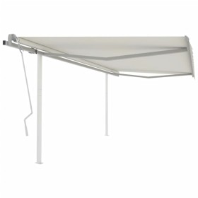 Manual retractable awning with cream poles 4x3.5 m by vidaXL, Awnings - Ref: Foro24-3070017, Price: 444,99 €, Discount: %