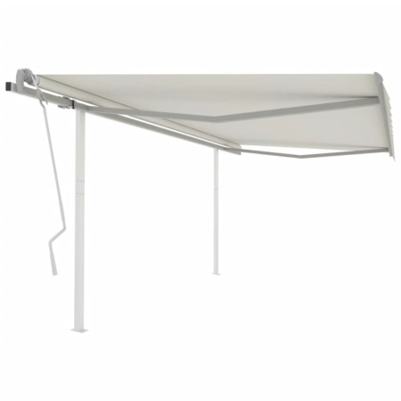 Toldo manual retráctil con postes crema 4x3,5 m de vidaXL, Toldos - Ref: Foro24-3070017, Precio: 452,15 €, Descuento: %