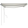 Toldo manual retráctil con postes crema 4x3,5 m de vidaXL, Toldos - Ref: Foro24-3070017, Precio: 452,15 €, Descuento: %