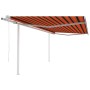 Automatic retractable awning with orange and brown poles 4.5x3 m by vidaXL, Awnings - Ref: Foro24-3069970, Price: 478,22 €, D...